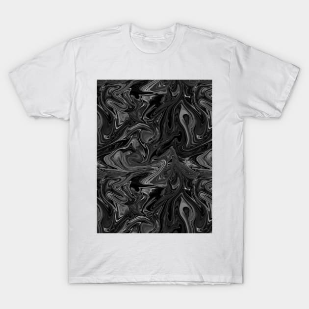 Black Silk Marble - Digital Liquid Paint T-Shirt by GenAumonier